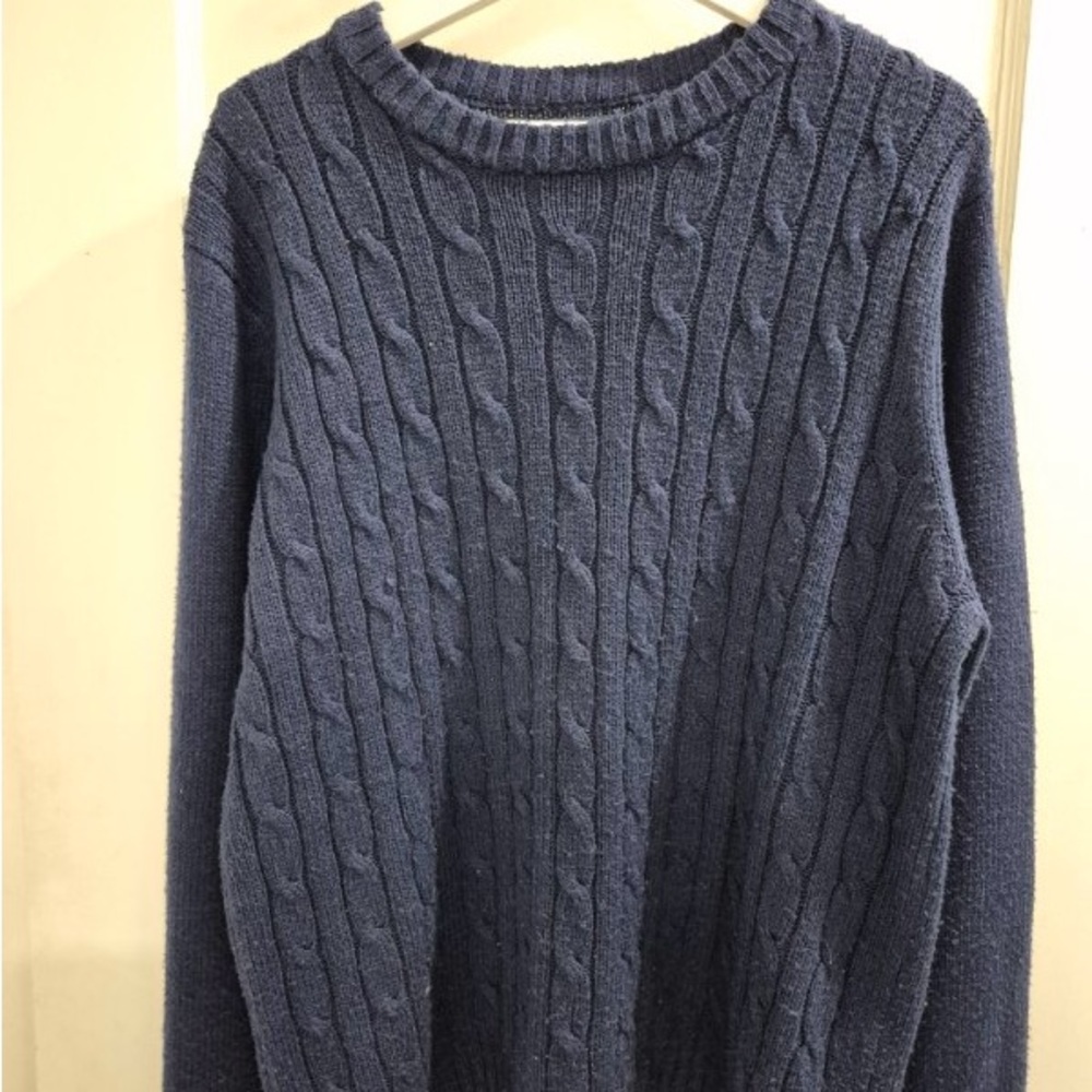 Men's Navy Cable Knit Sweater